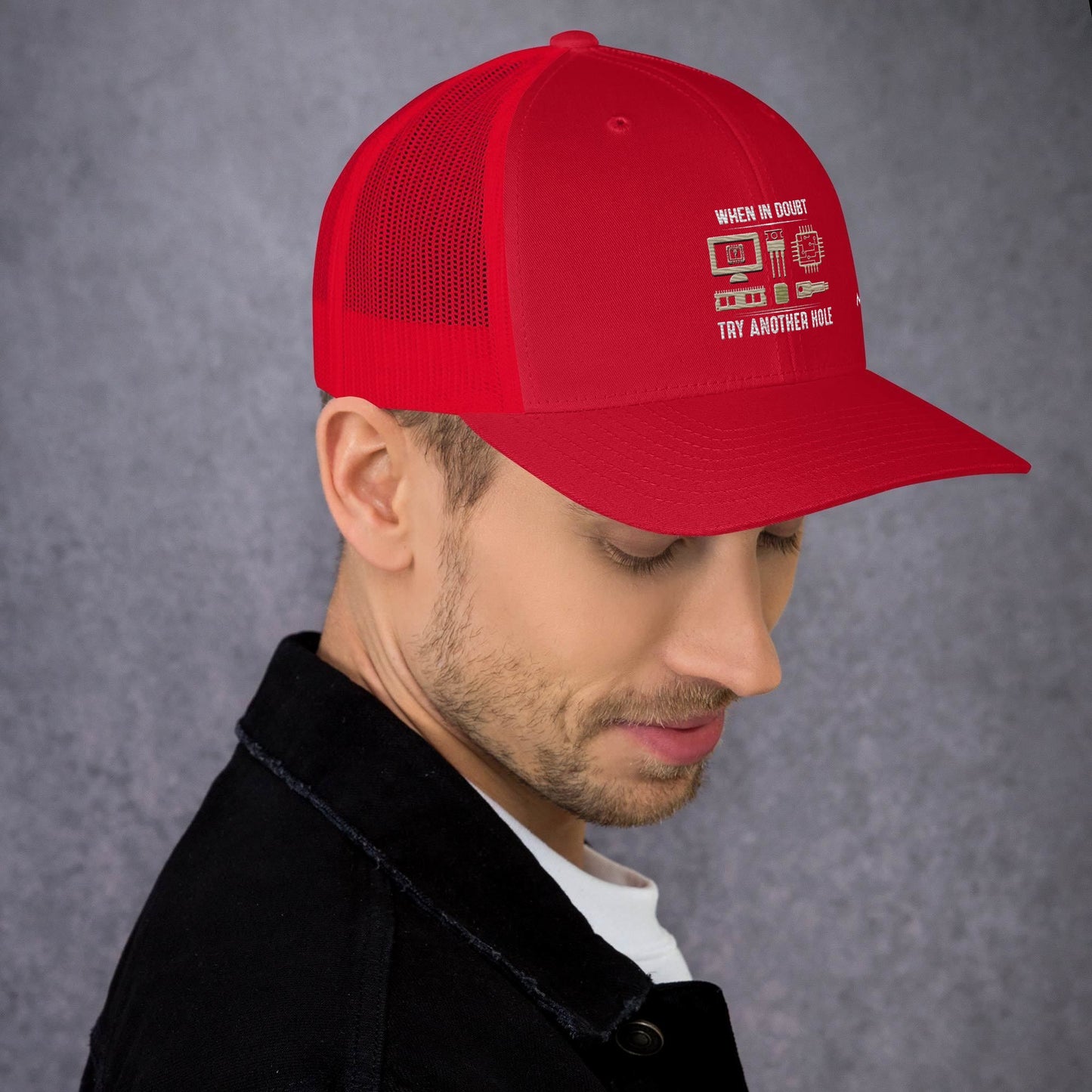 When in doubt, Try another hole V1 - Trucker Cap by DarkByteGear