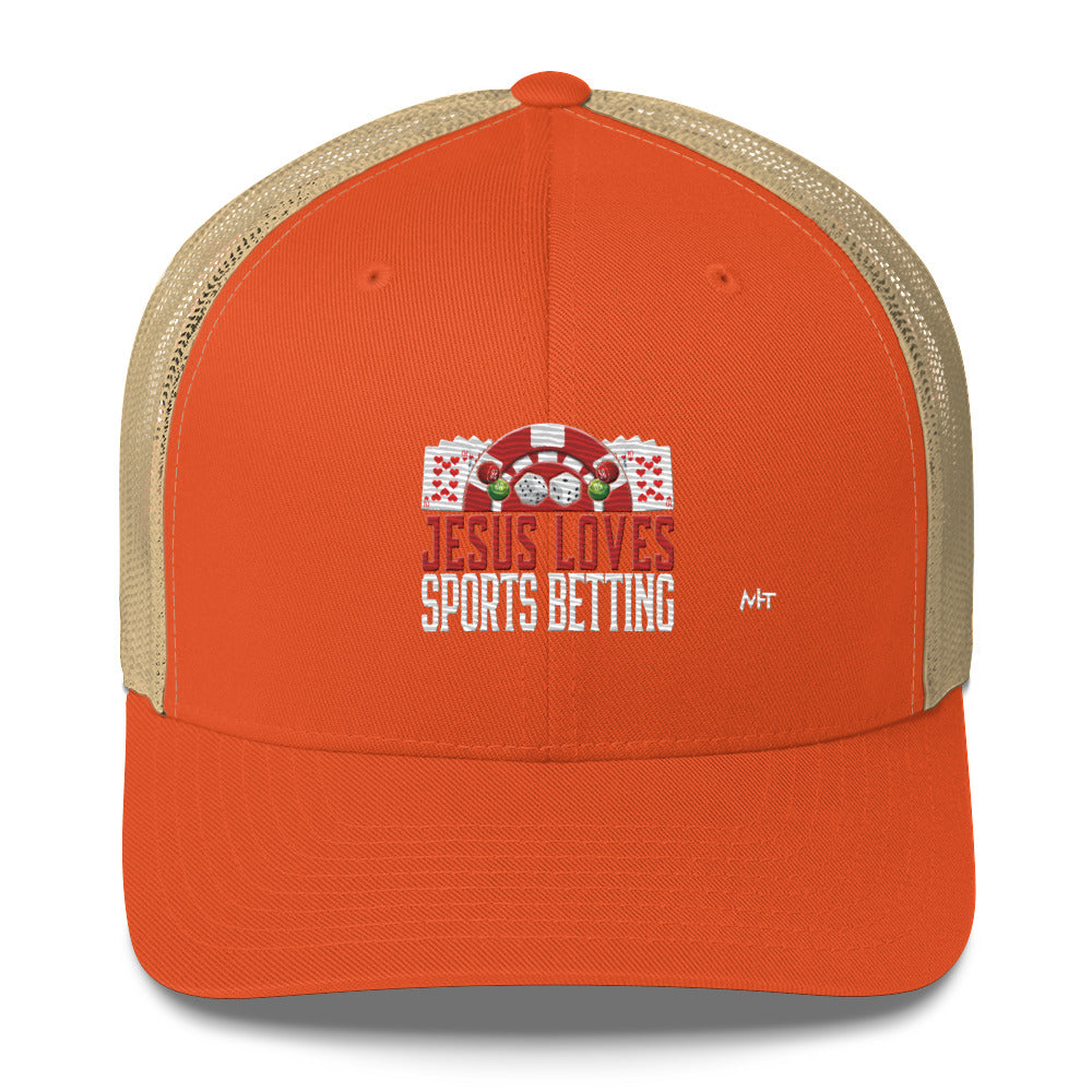 Jesus Loves Sports Betting - Trucker Cap by DarkByteGear