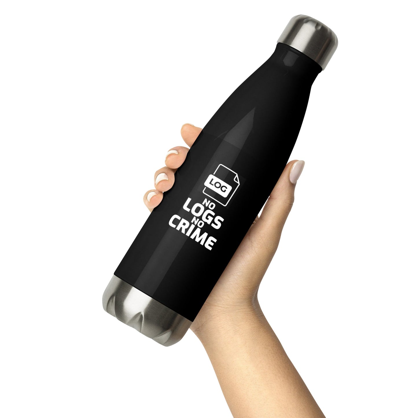 No Logs No Crime - Stainless steel water bottle by DarkByteGear