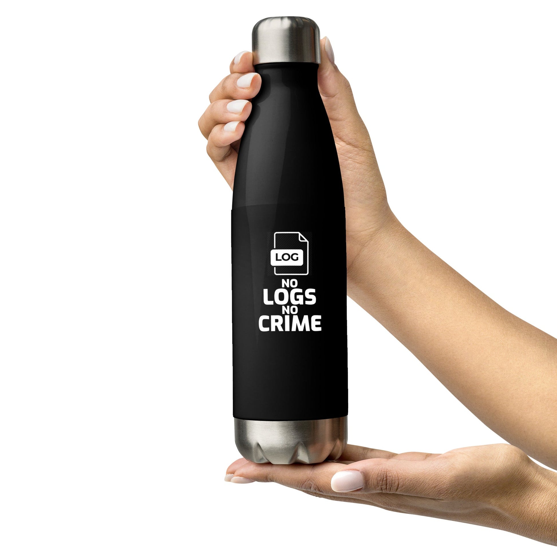 No Logs No Crime - Stainless steel water bottle by DarkByteGear