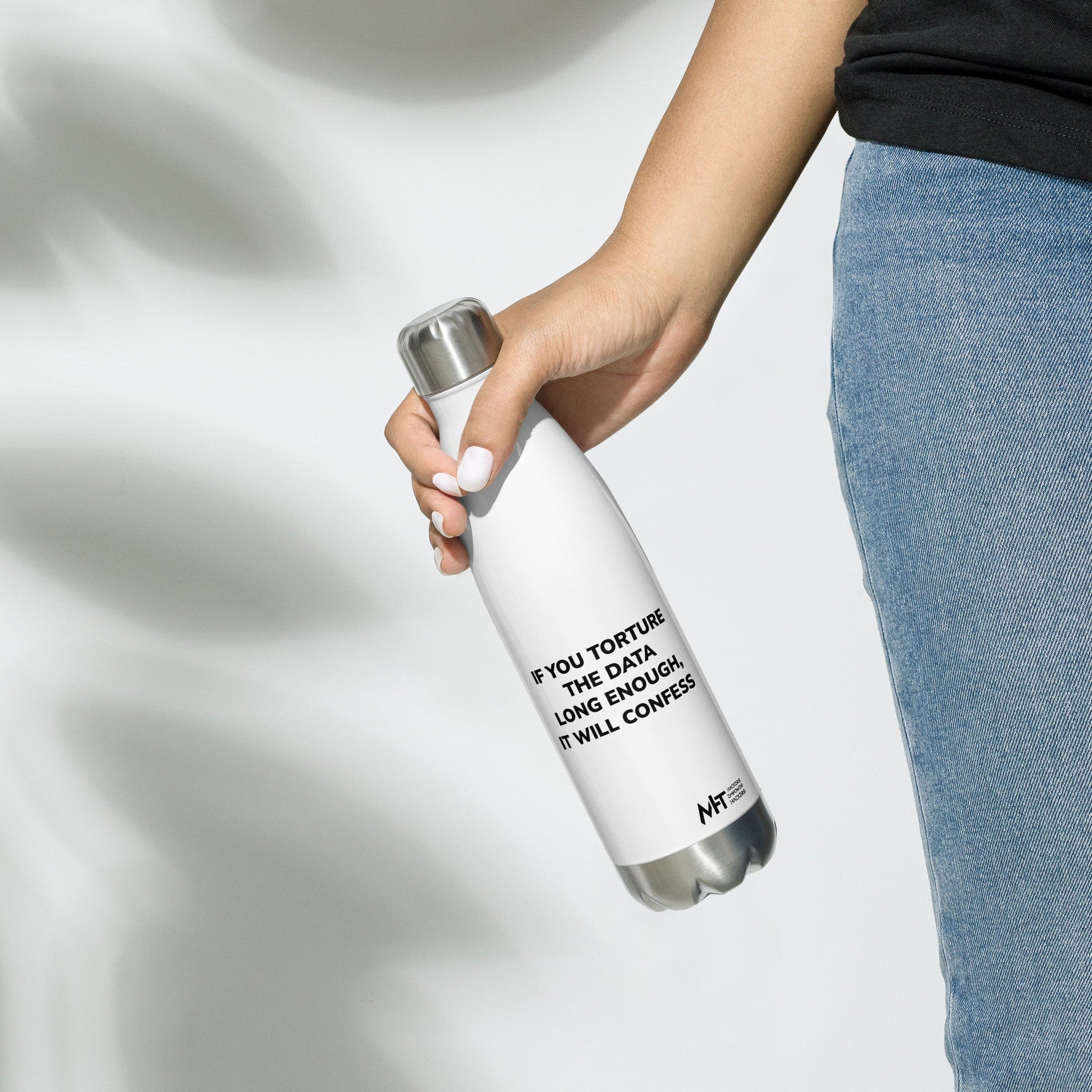 If you torture the data enough - Stainless Steel Water Bottle by DarkByteGear