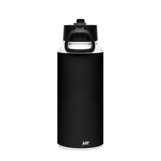 No Logs No Crime - Stainless steel water bottle with a straw lid by DarkByteGear
