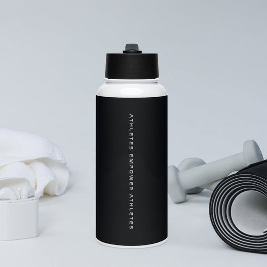 Athletes Empower Athletes - Stainless steel water bottle with a straw lid by DarkByteGear