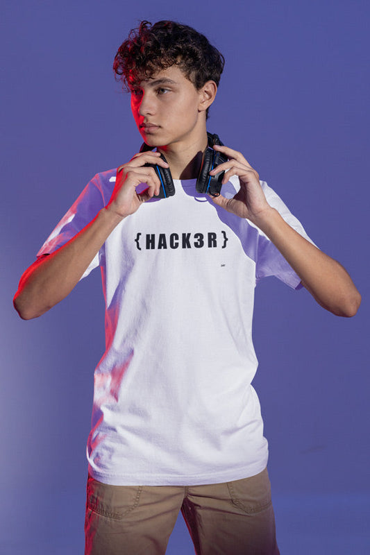 {HACKзR} Short-Sleeve Unisex T-Shirt (black text) by DarkByteGear