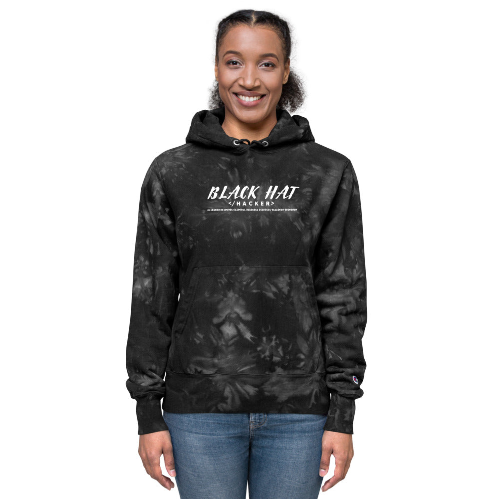 Black Hat Hacker V2 - Unisex Champion tie-dye hoodie by DarkByteGear