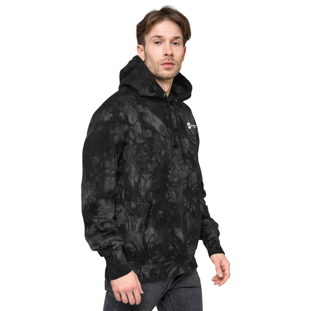 Black Hat Hacker V2 - Unisex Champion tie-dye hoodie (back print) by DarkByteGear