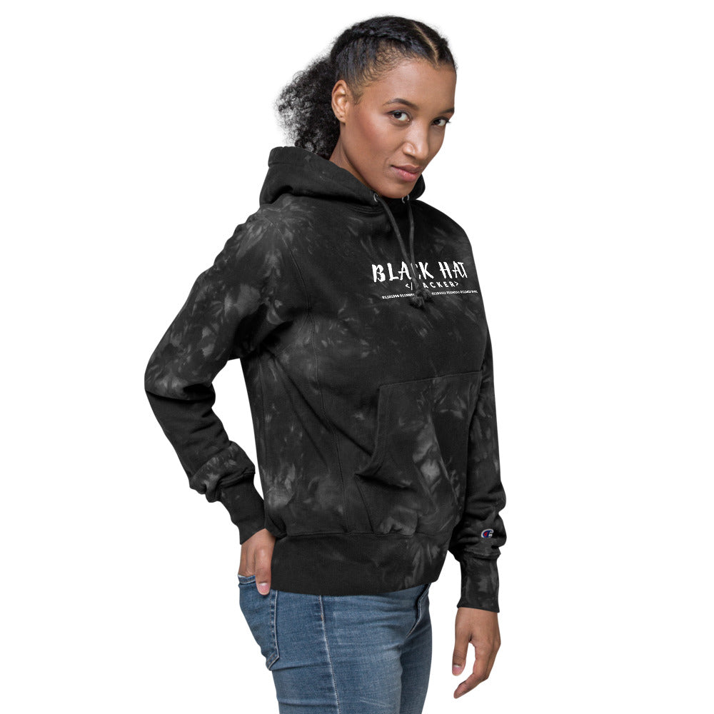 Black Hat Hacker V2 - Unisex Champion tie-dye hoodie by DarkByteGear