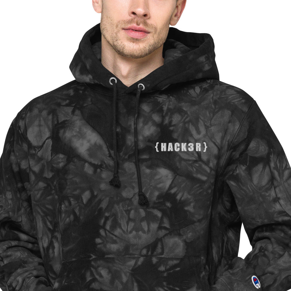 Hack3r - Unisex Champion tie-dye hoodie by DarkByteGear