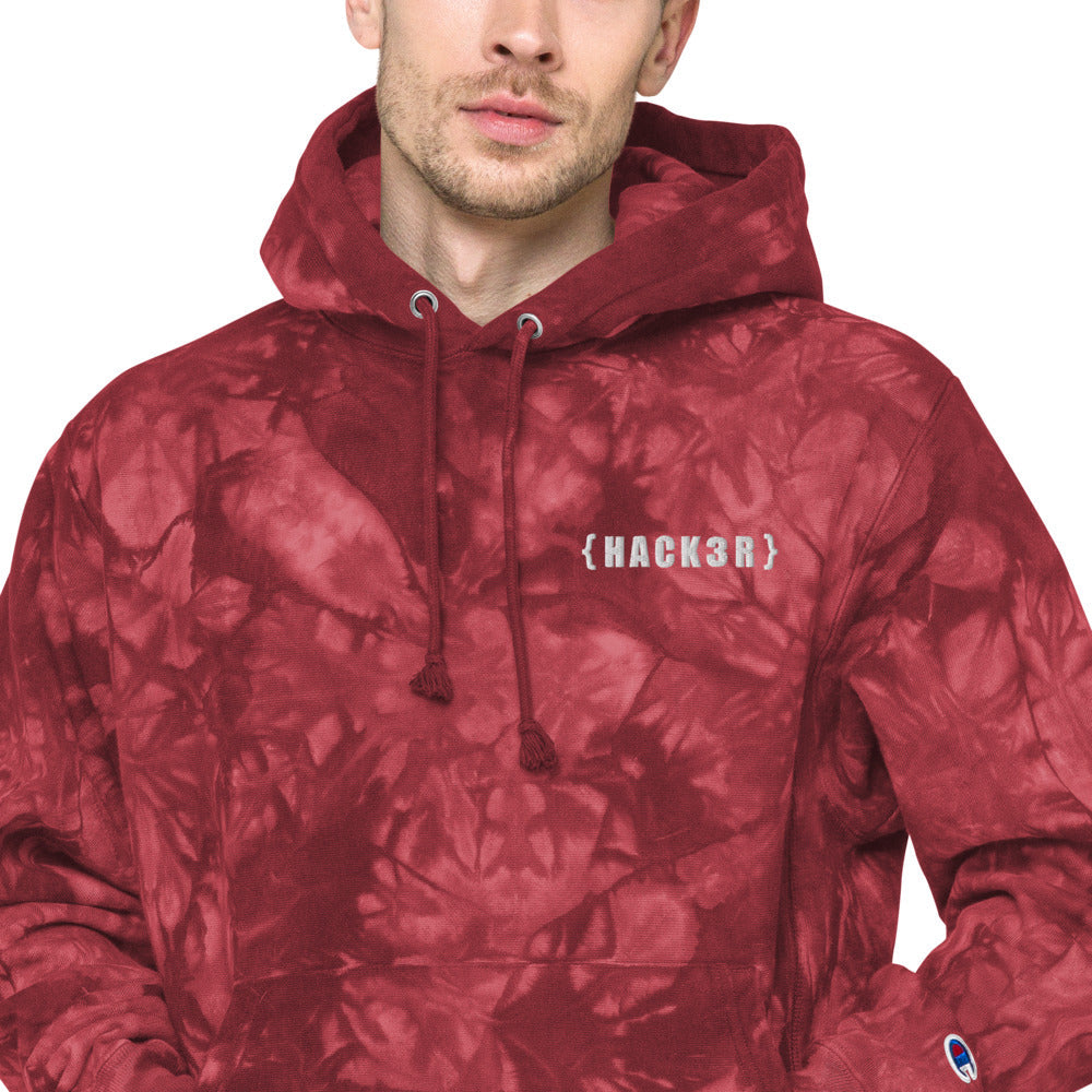 Hack3r - Unisex Champion tie-dye hoodie by DarkByteGear