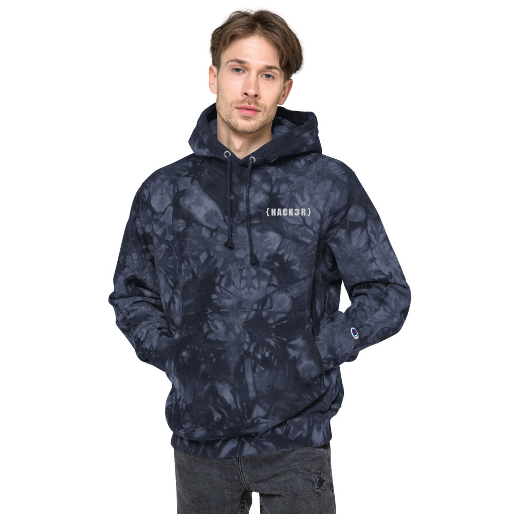 Hack3r - Unisex Champion tie-dye hoodie by DarkByteGear