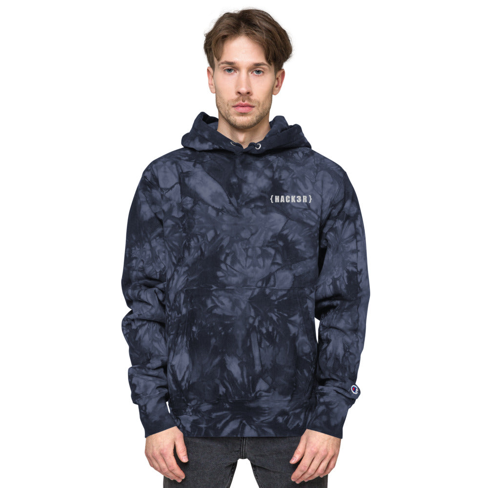 Hack3r - Unisex Champion tie-dye hoodie by DarkByteGear