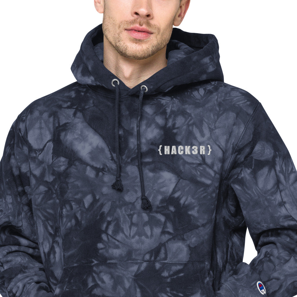 Hack3r - Unisex Champion tie-dye hoodie by DarkByteGear