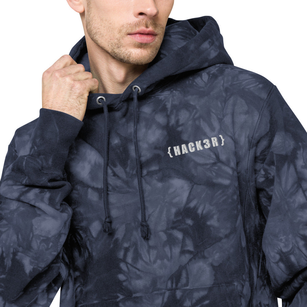 Hack3r - Unisex Champion tie-dye hoodie by DarkByteGear