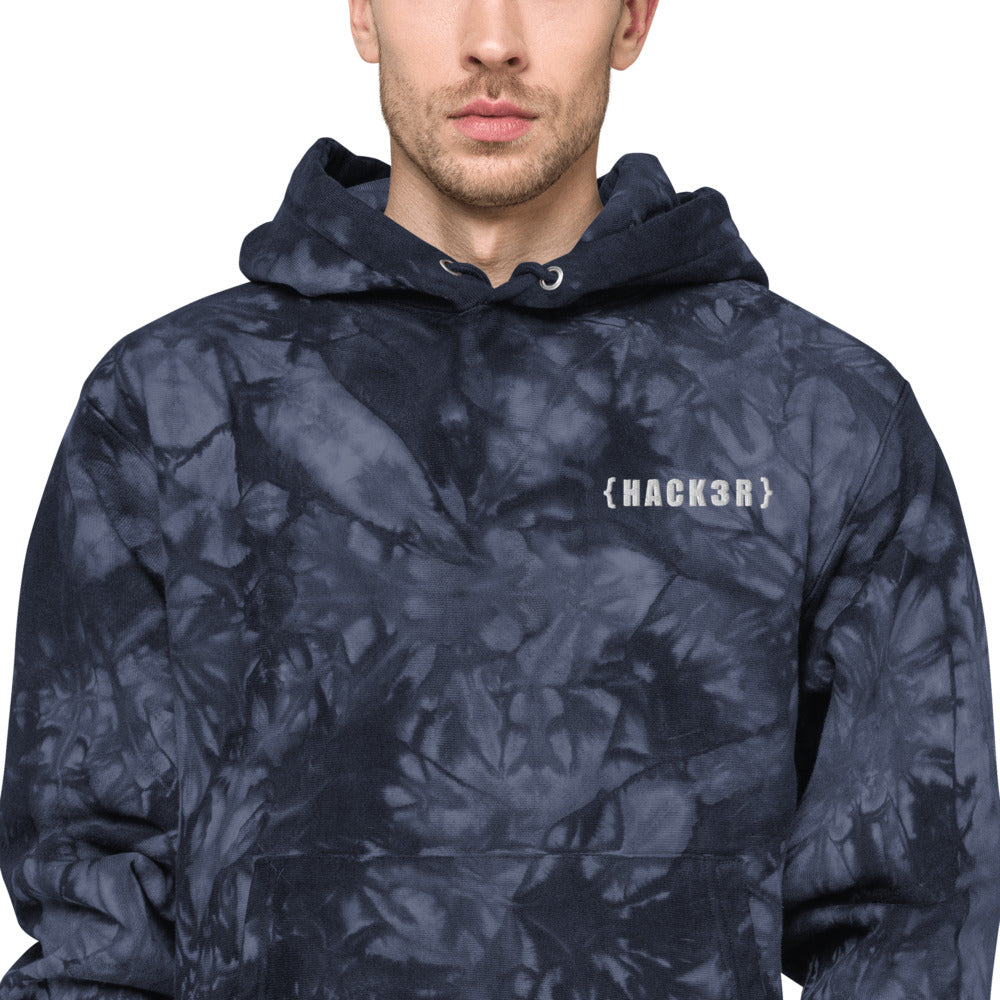 Hack3r - Unisex Champion tie-dye hoodie by DarkByteGear