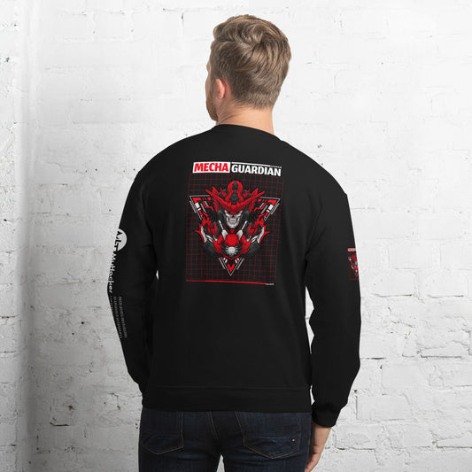Red Mecha Guardian - Unisex Sweatshirt (all side print) by DarkByteGear