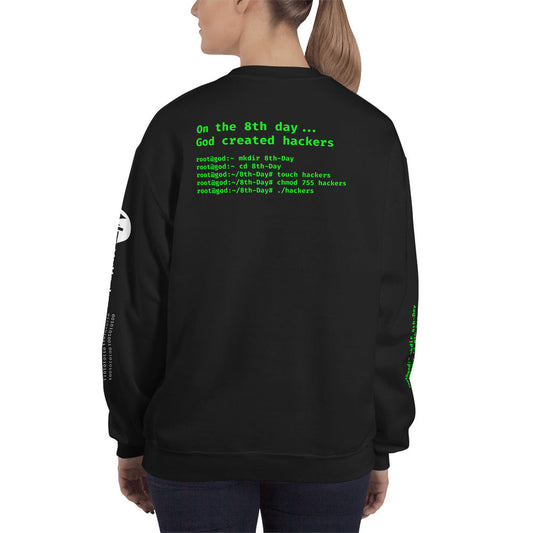 On the 8th day God created hackers - Unisex Sweatshirt (all side print) by DarkByteGear