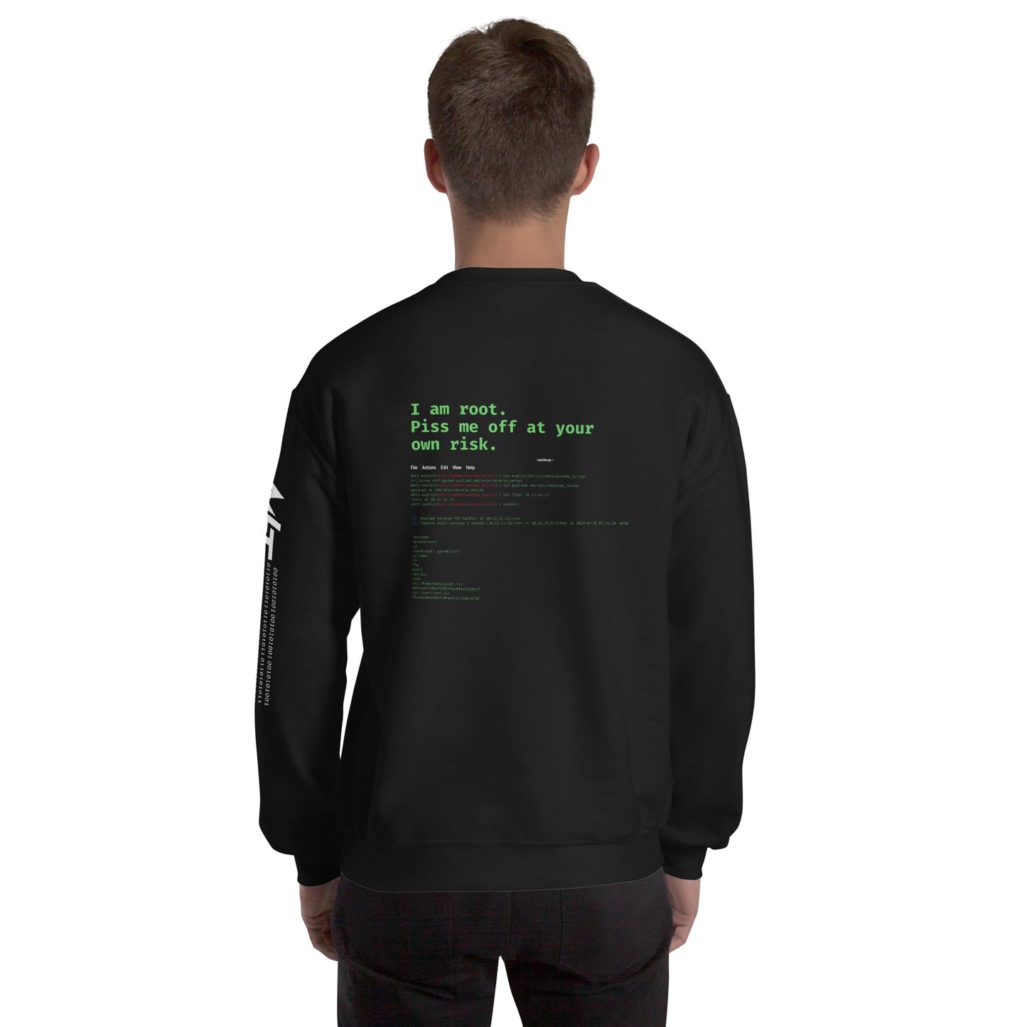 I am root, Piss me off at your own risk - Unisex Sweatshirt ( Back Print ) by DarkByteGear