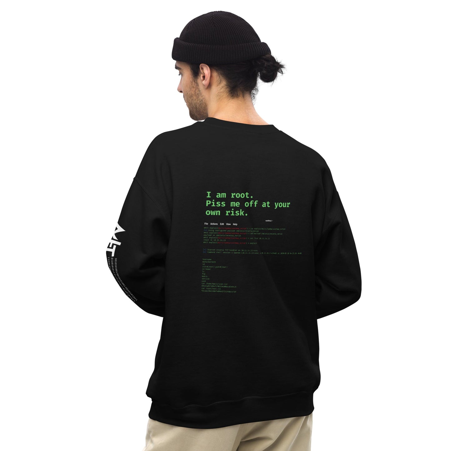 I am root, Piss me off at your own risk - Unisex Sweatshirt ( Back Print ) by DarkByteGear