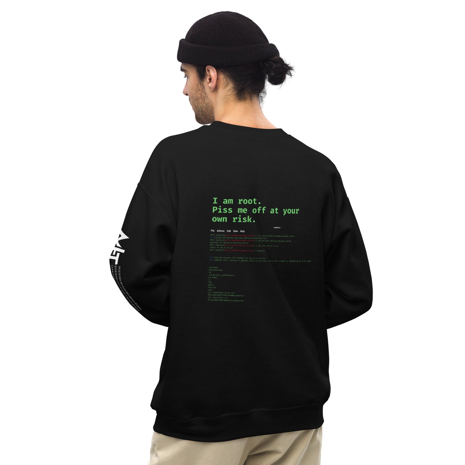 I am root, Piss me off at your own risk - Unisex Sweatshirt ( Back Print ) by DarkByteGear