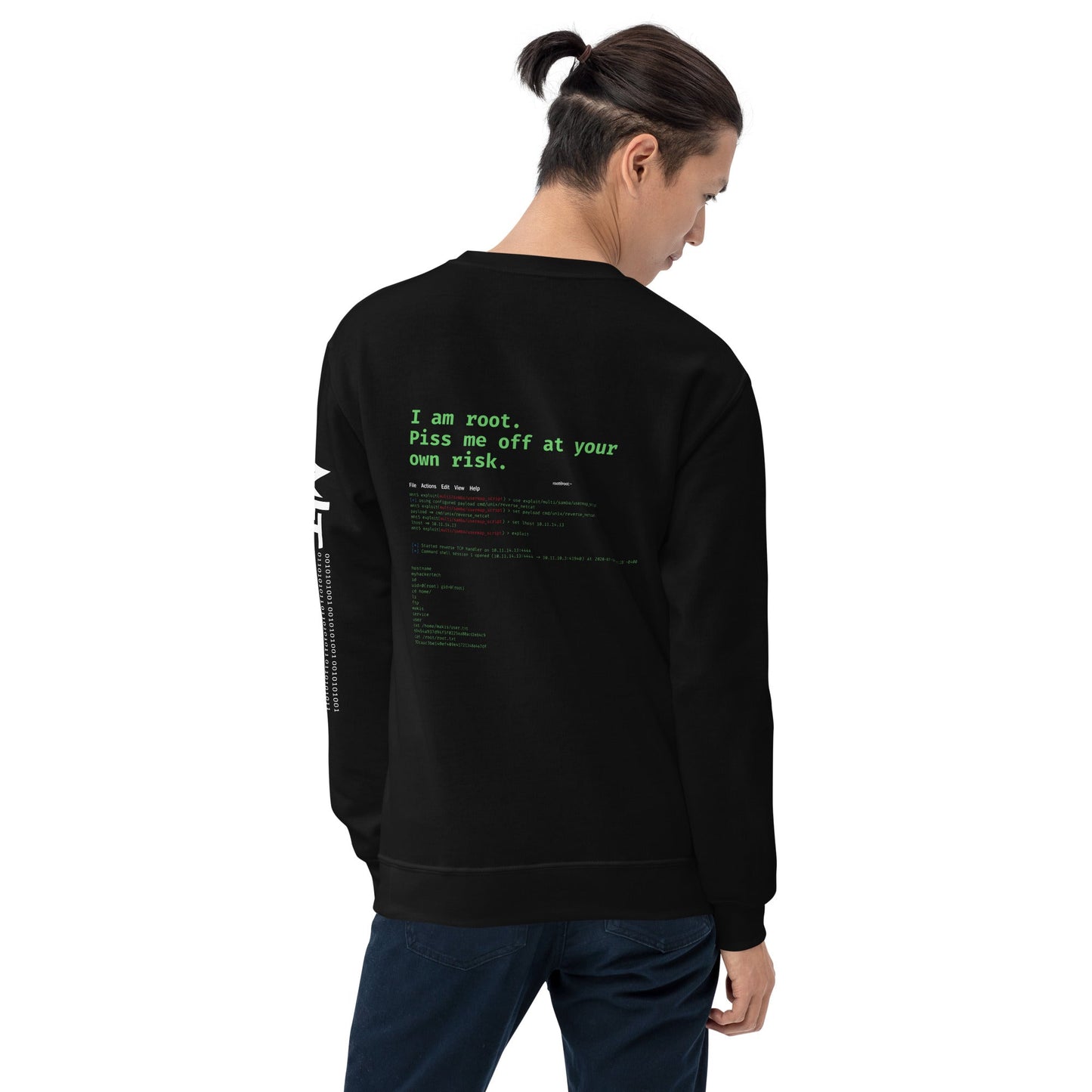 I am root, Piss me off at your own risk - Unisex Sweatshirt ( Back Print ) by DarkByteGear