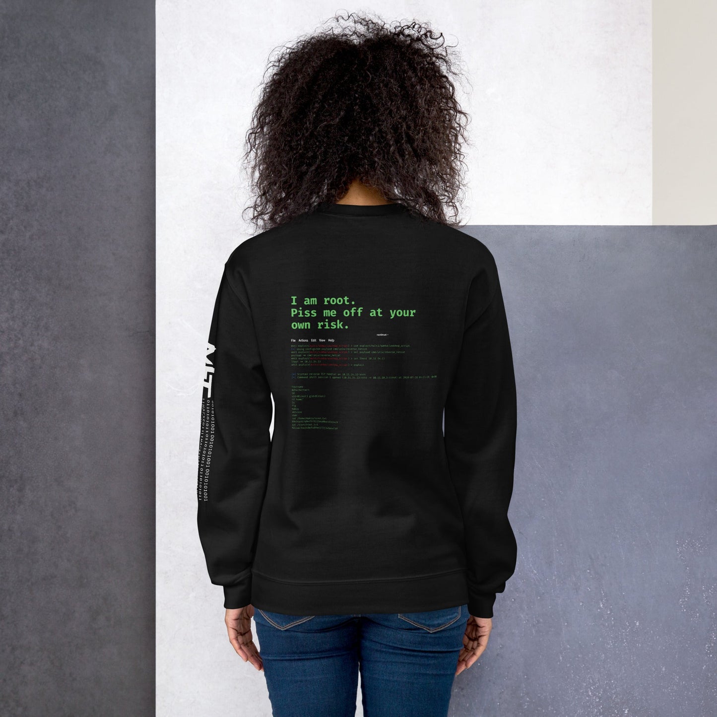 I am root, Piss me off at your own risk - Unisex Sweatshirt ( Back Print ) by DarkByteGear
