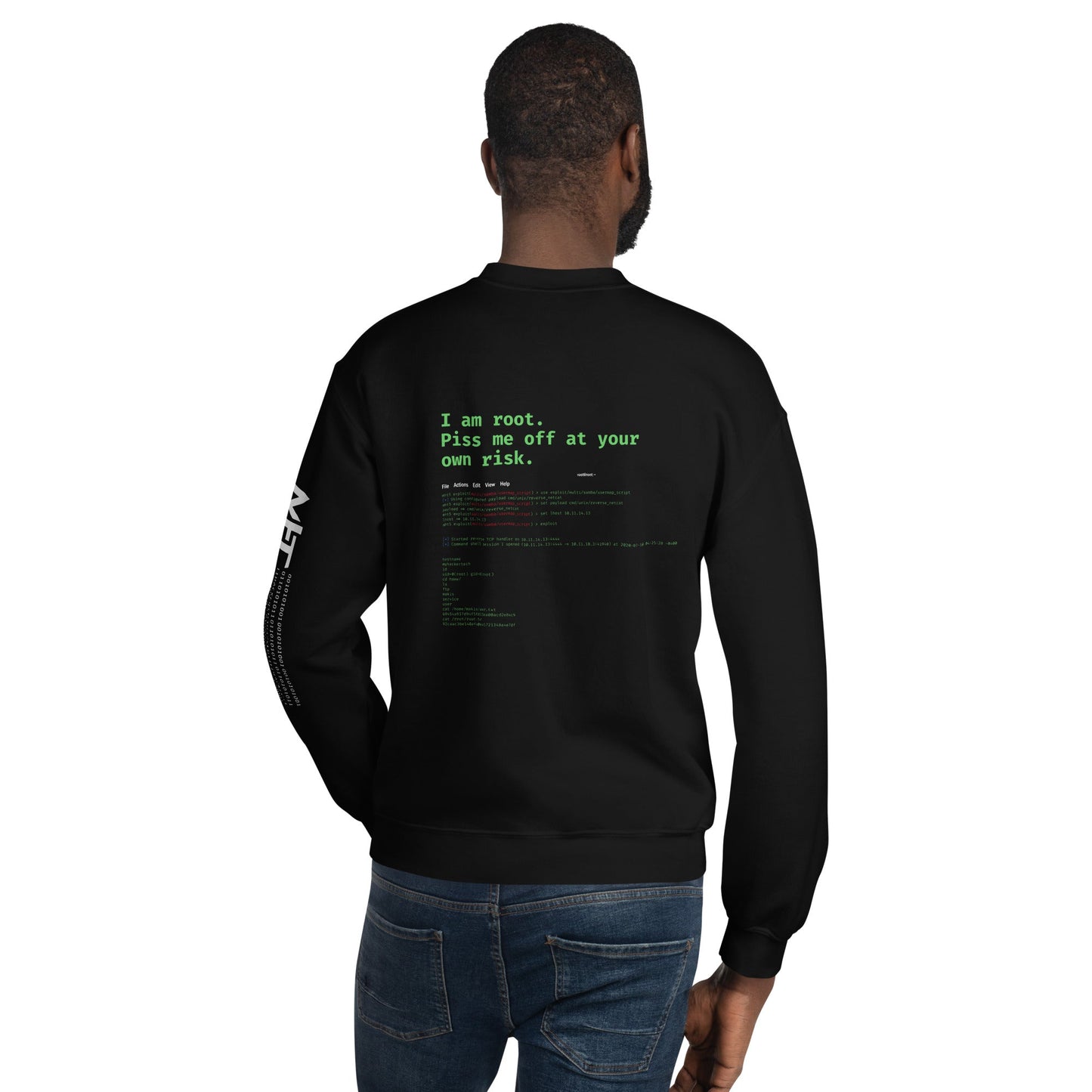 I am root, Piss me off at your own risk - Unisex Sweatshirt ( Back Print ) by DarkByteGear