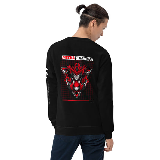 Red Mecha Guardian - Unisex Sweatshirt ( Back Print ) by DarkByteGear