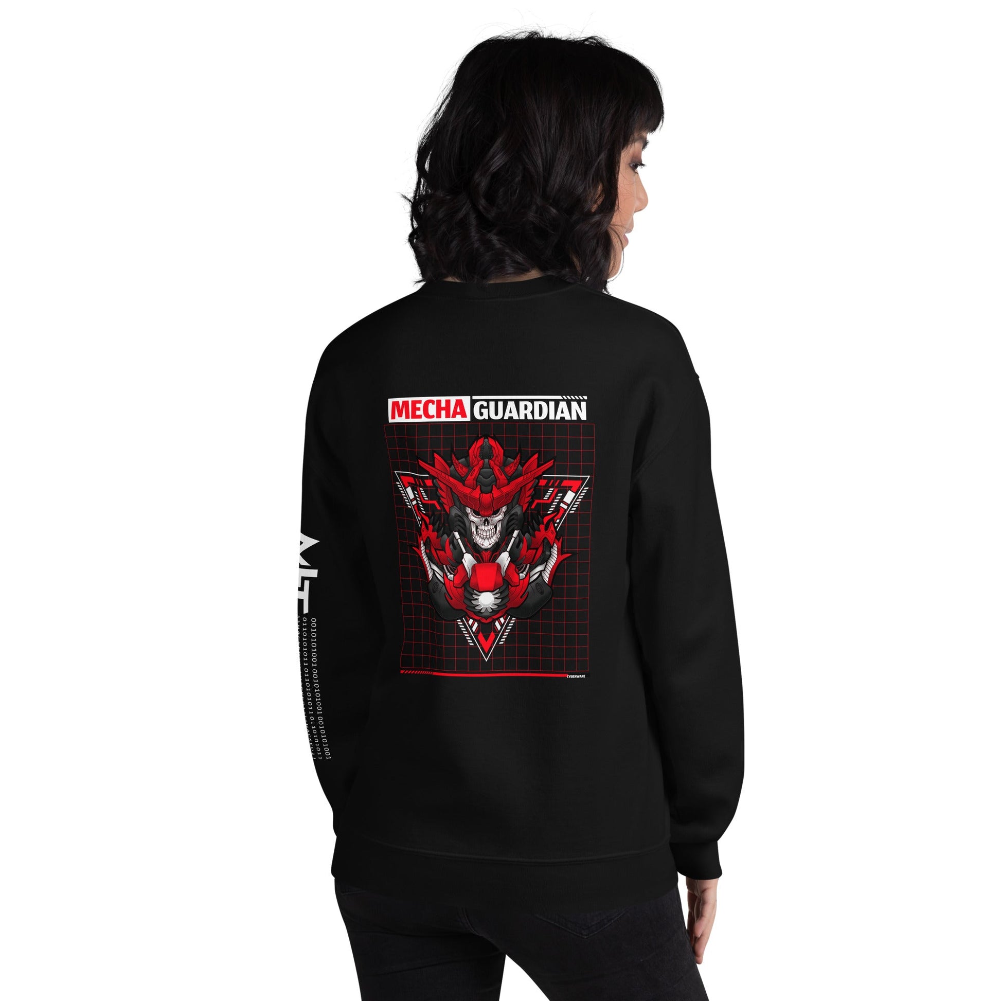 Red Mecha Guardian - Unisex Sweatshirt ( Back Print ) by DarkByteGear
