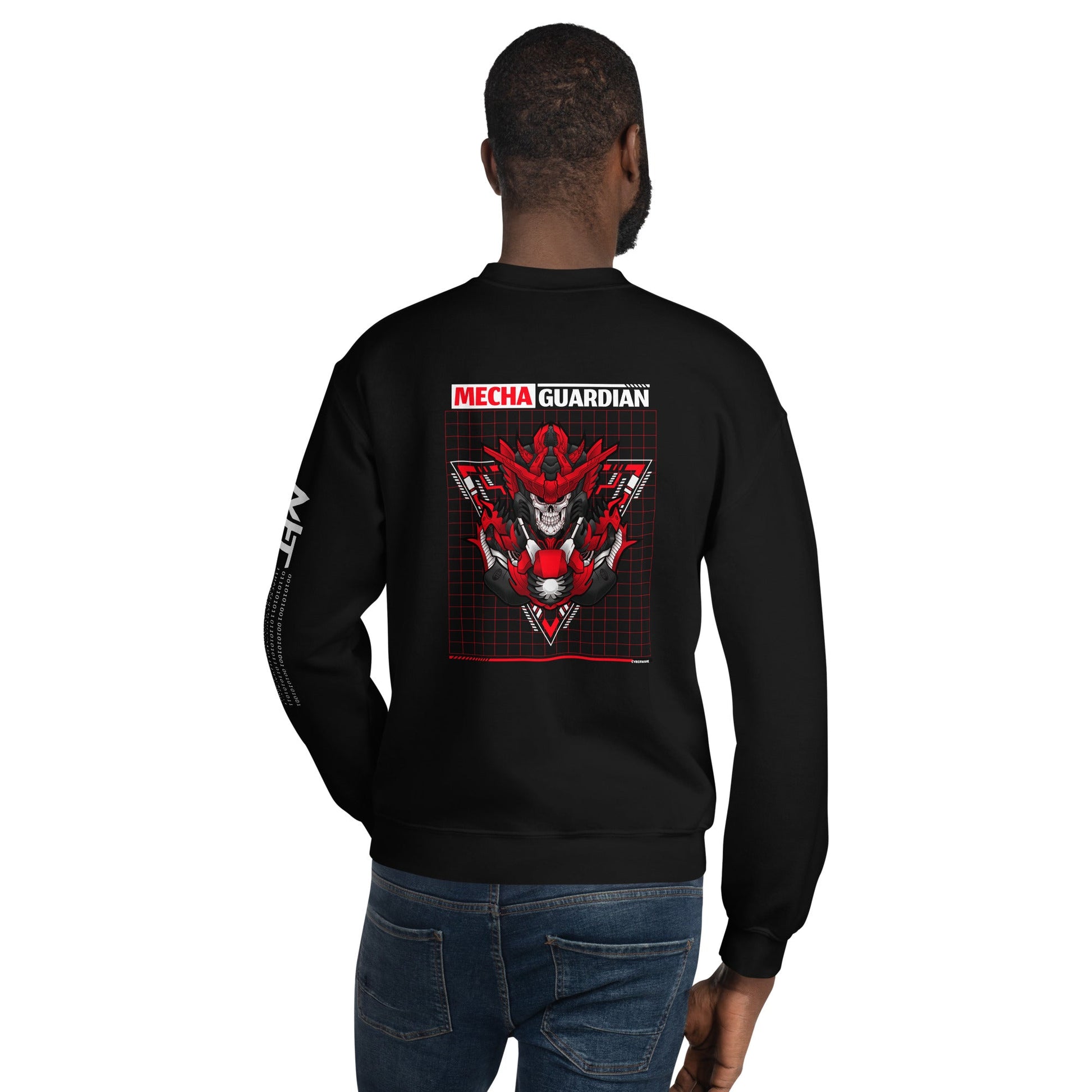 Red Mecha Guardian - Unisex Sweatshirt ( Back Print ) by DarkByteGear