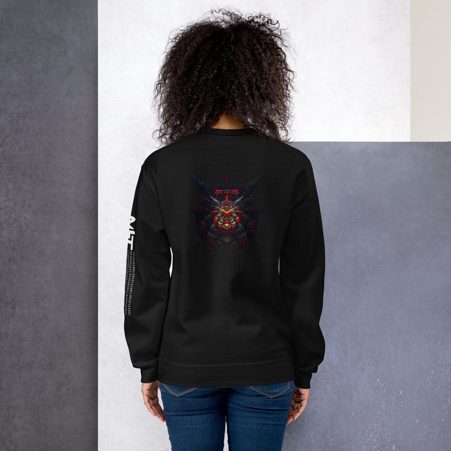 Cyberware Ronin Mecha - Unisex Sweatshirt ( Back Print ) by DarkByteGear