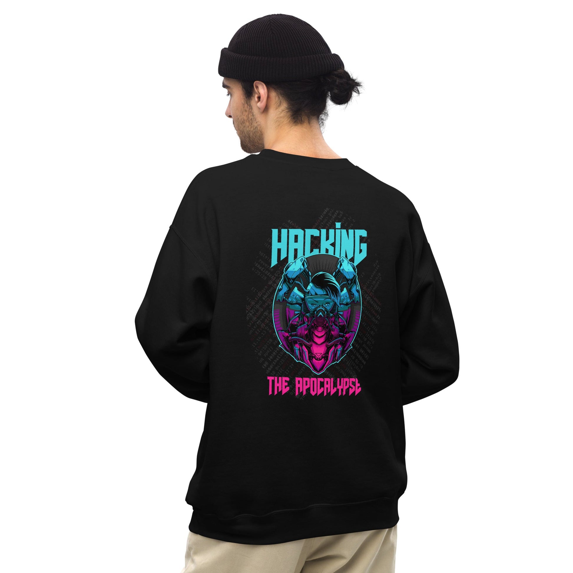 Hacking the apocalypse V2 - Unisex Sweatshirt ( Back Print ) by DarkByteGear