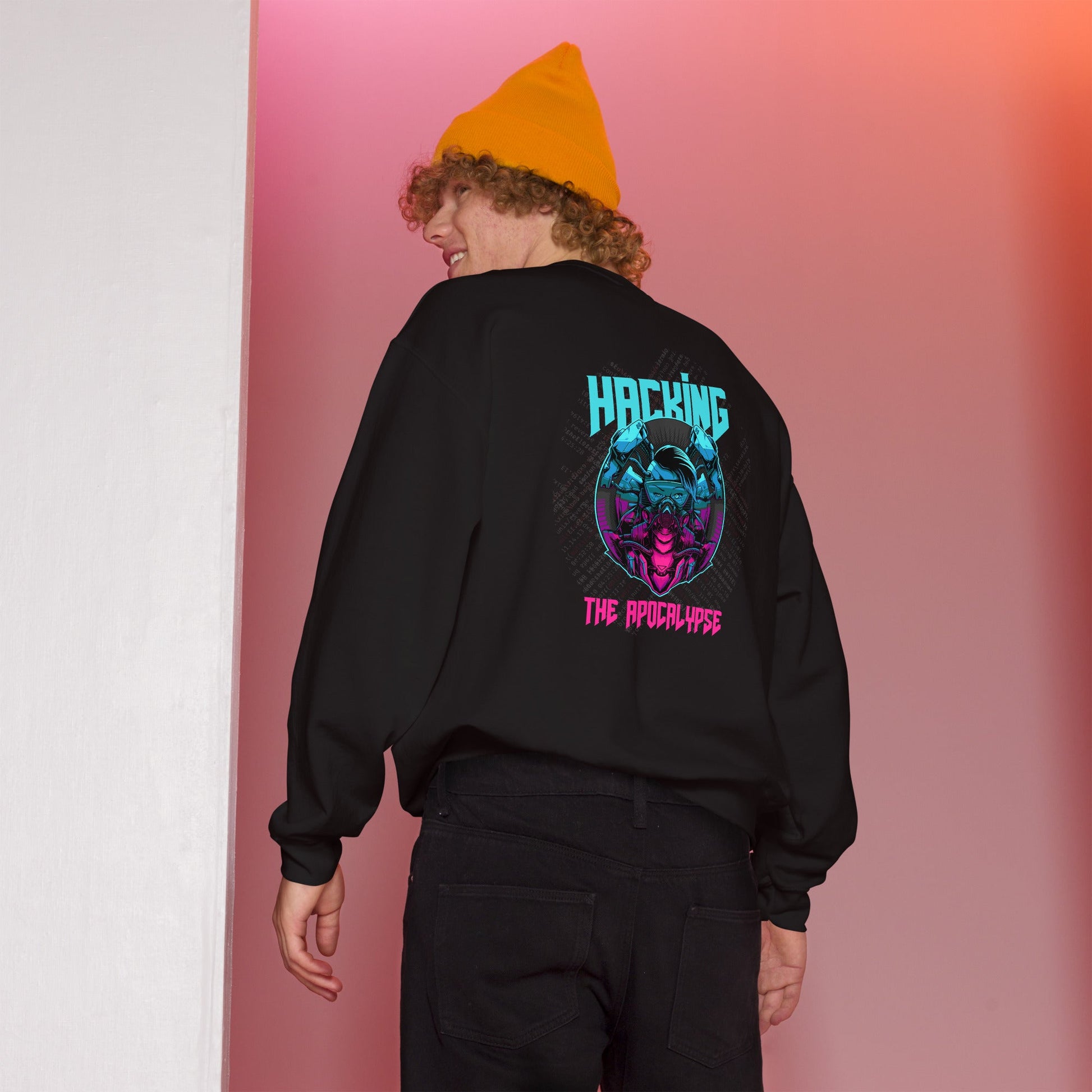 Hacking the apocalypse V2 - Unisex Sweatshirt ( Back Print ) by DarkByteGear