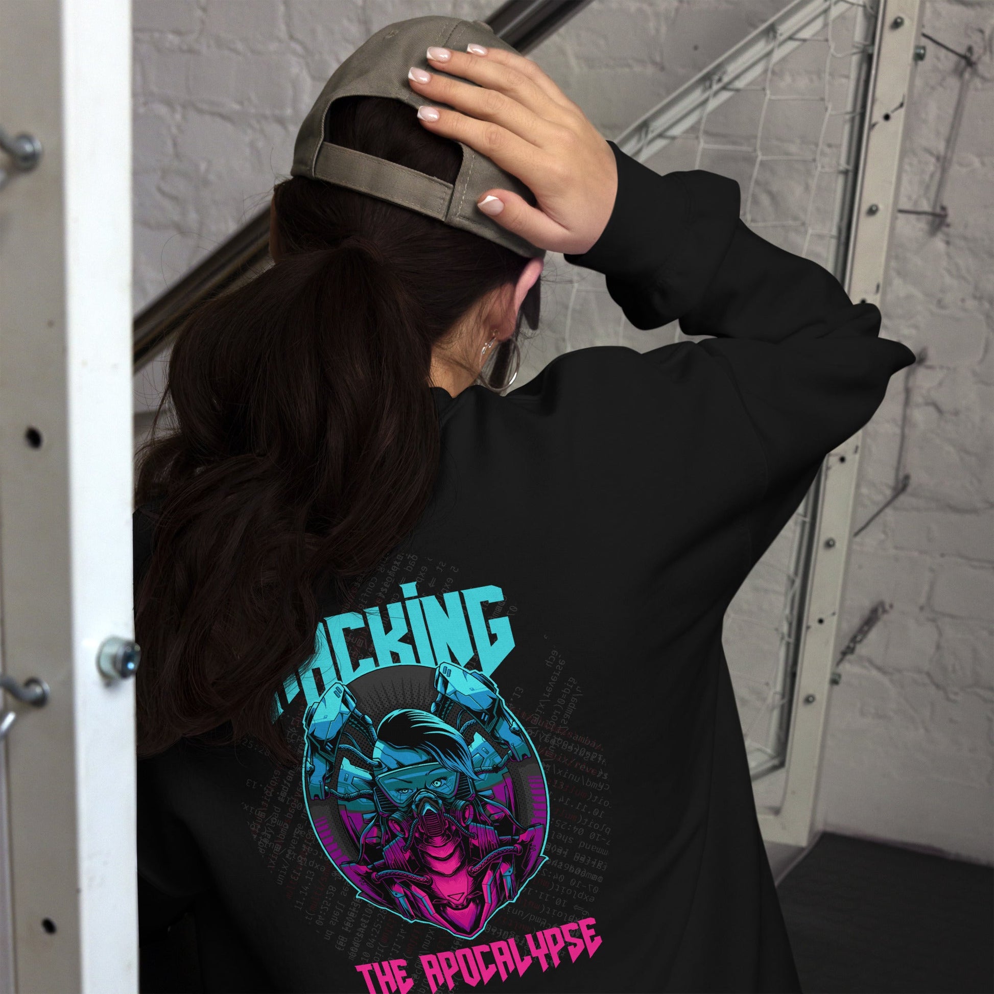 Hacking the apocalypse V2 - Unisex Sweatshirt ( Back Print ) by DarkByteGear