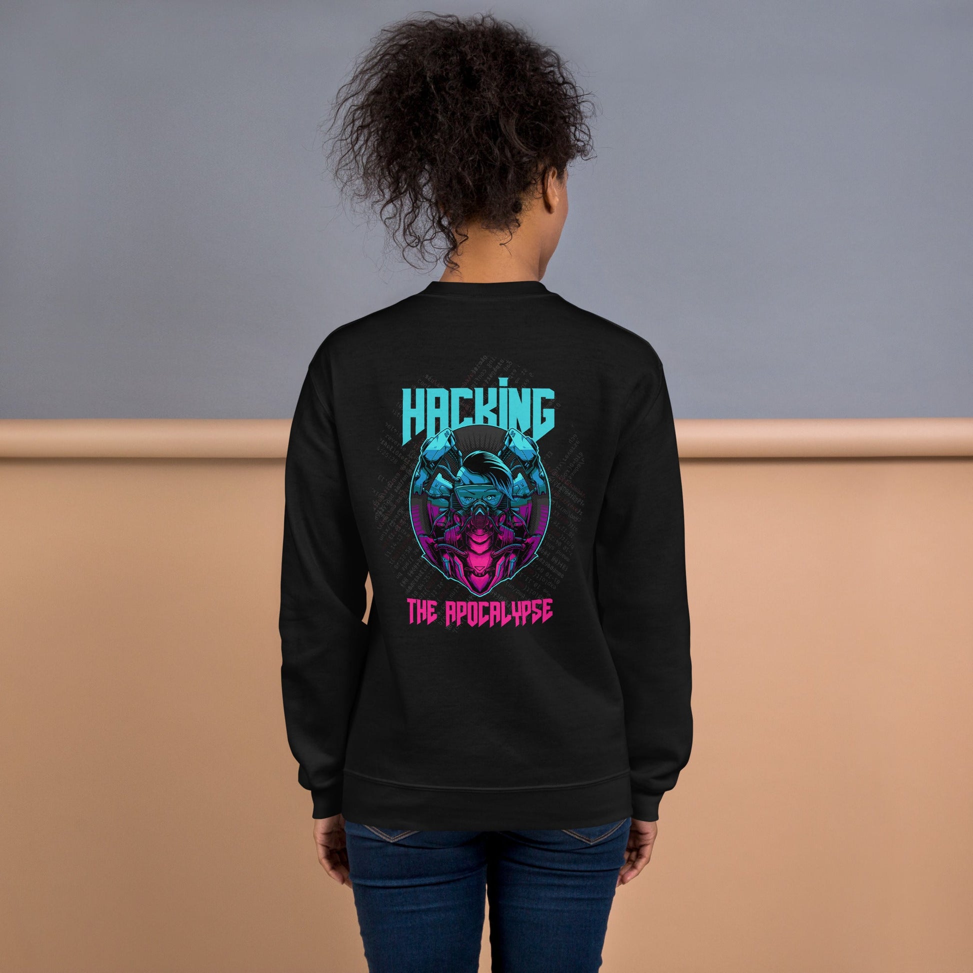 Hacking the apocalypse V2 - Unisex Sweatshirt ( Back Print ) by DarkByteGear