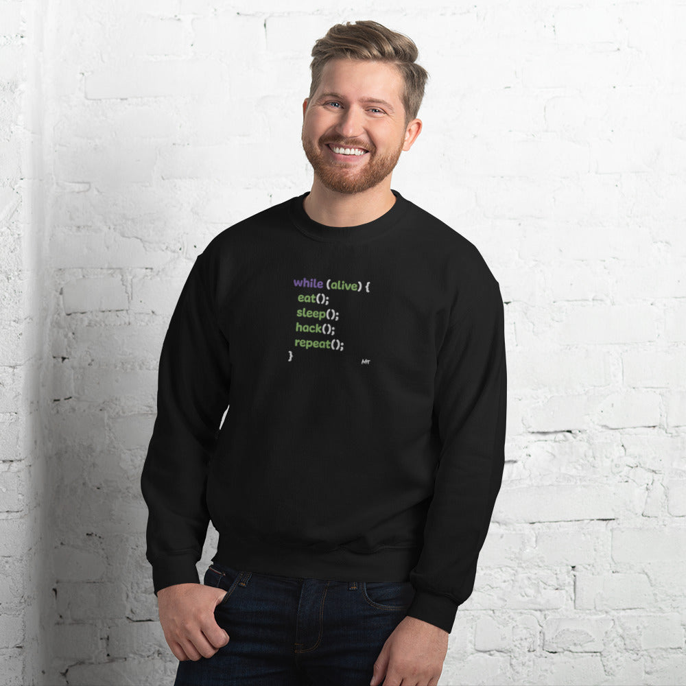 Eat sleep hack repeat - Unisex Sweatshirt (embroidered) by DarkByteGear