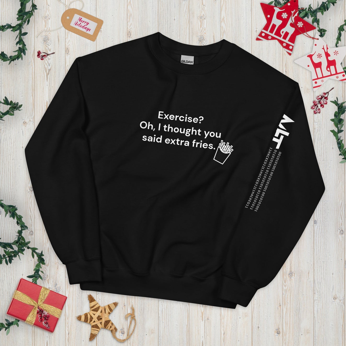 Exercise? Oh, I thought you said extra fries - Unisex Sweatshirt by DarkByteGear