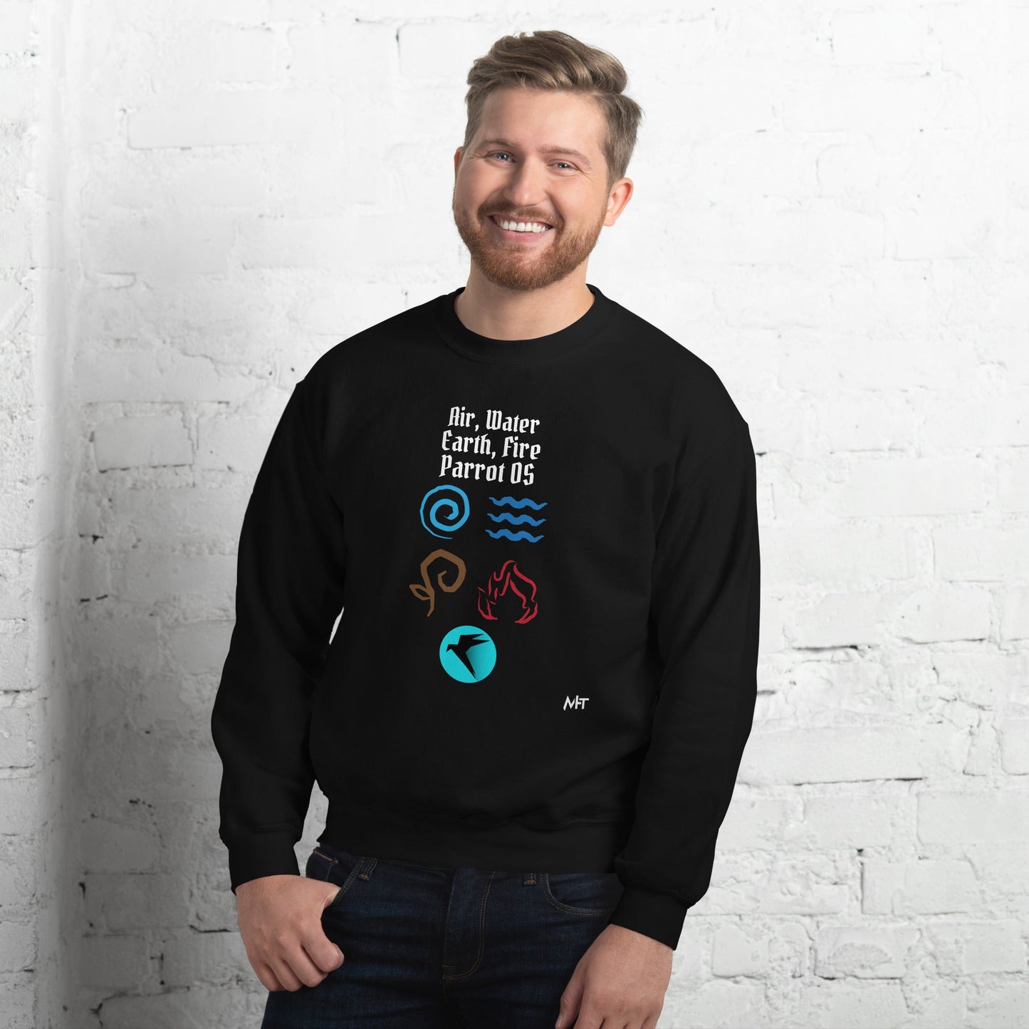 Air, Water, Earth, Fire, Parrot OS - Unisex Sweatshirt by DarkByteGear