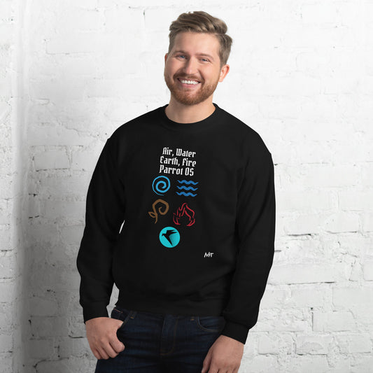 Air, Water, Earth, Fire, Parrot OS - Unisex Sweatshirt by DarkByteGear