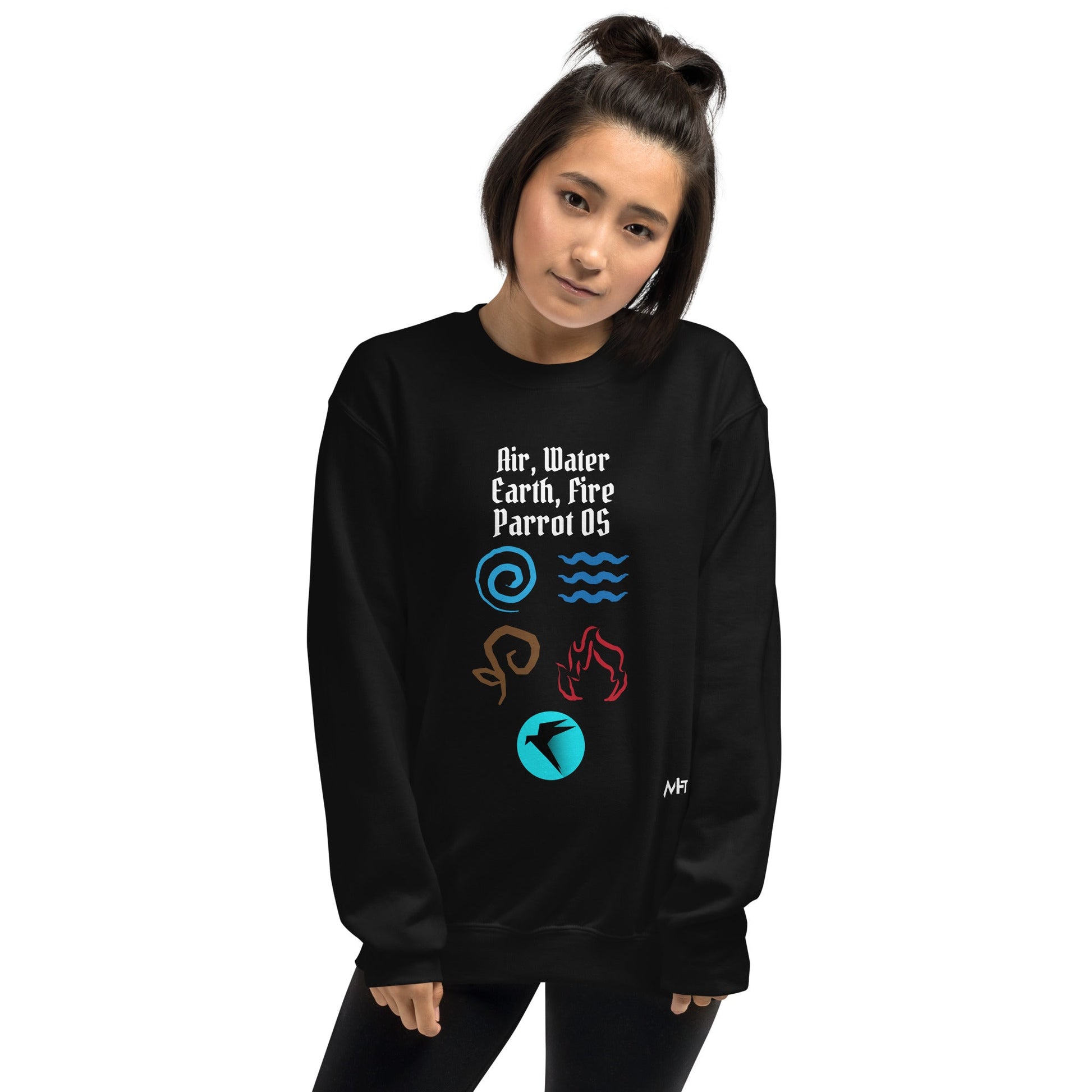 Air, Water, Earth, Fire, Parrot OS - Unisex Sweatshirt by DarkByteGear