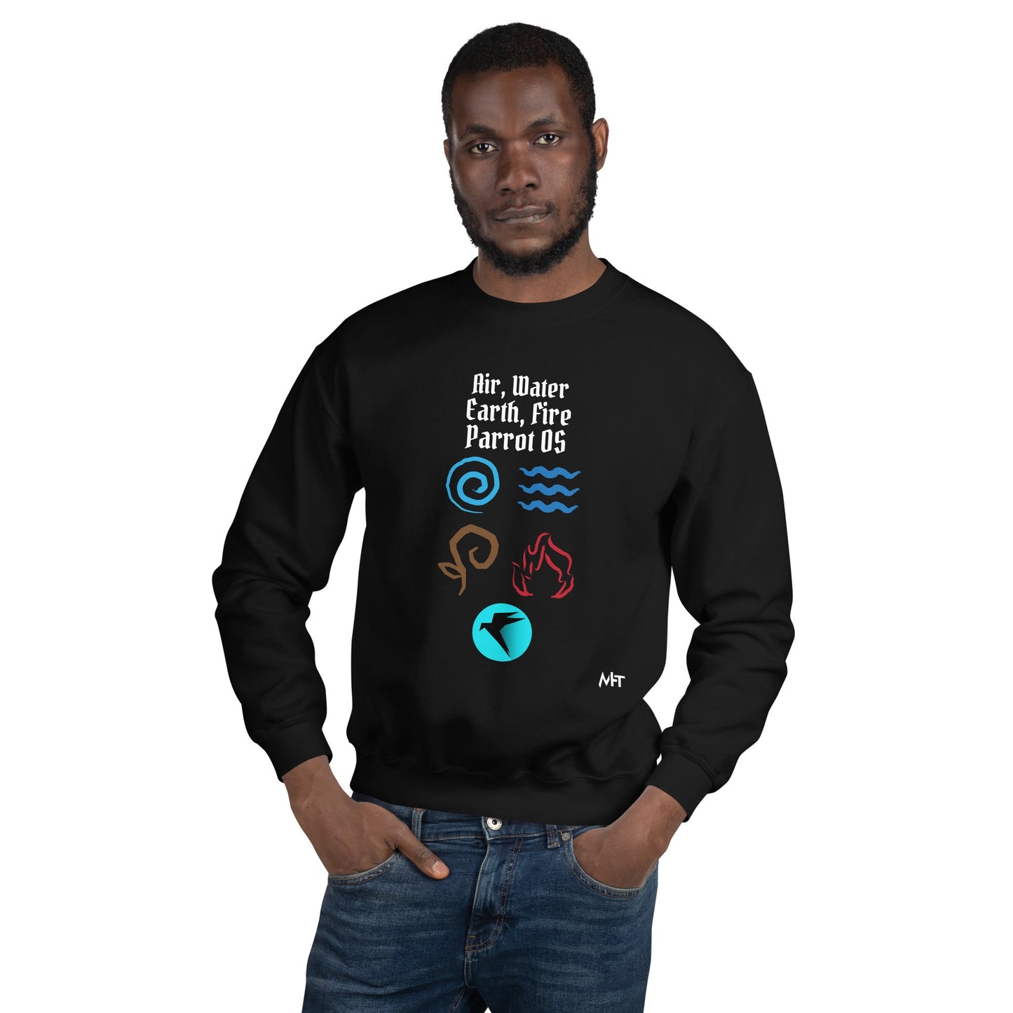 Air, Water, Earth, Fire, Parrot OS - Unisex Sweatshirt by DarkByteGear