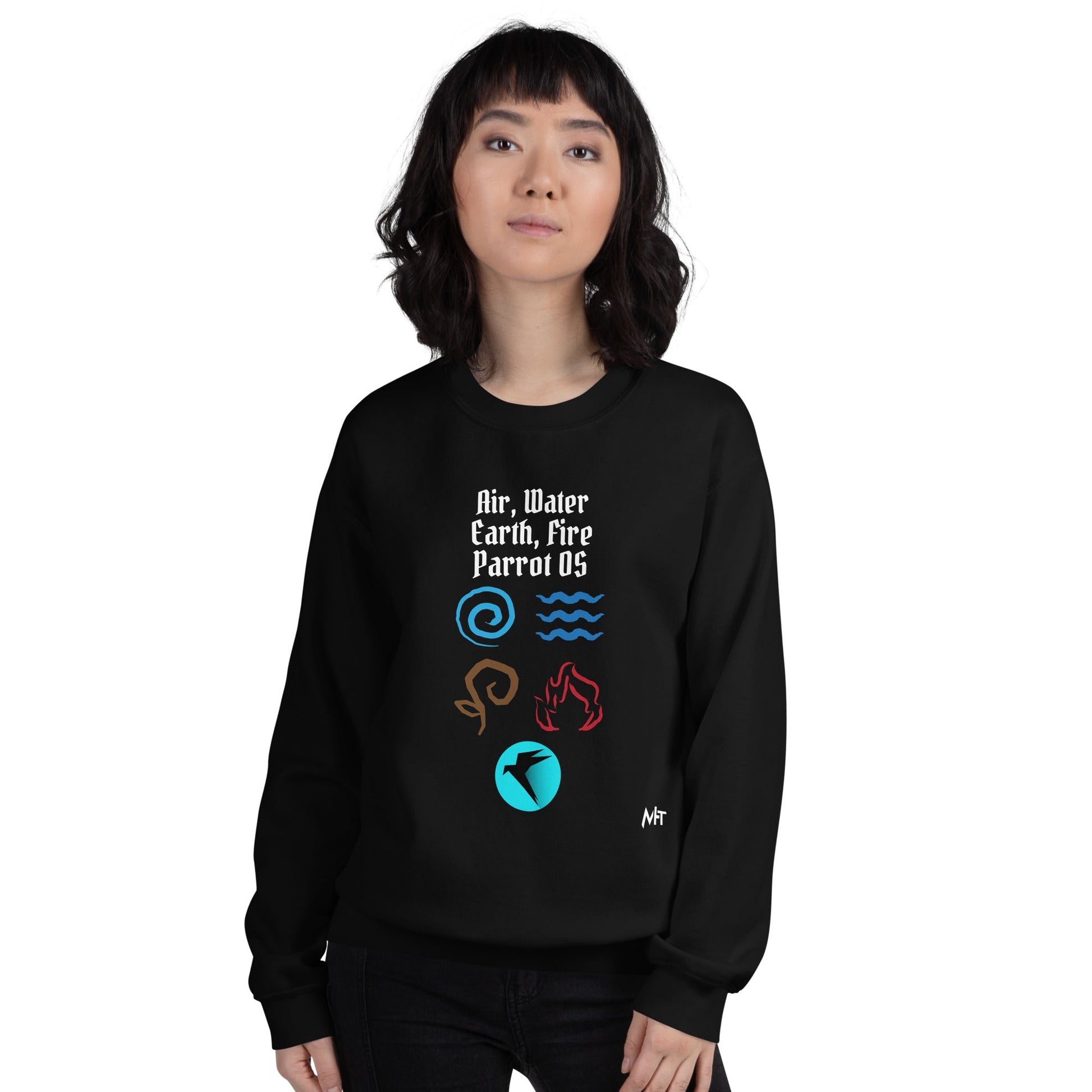Air, Water, Earth, Fire, Parrot OS - Unisex Sweatshirt by DarkByteGear