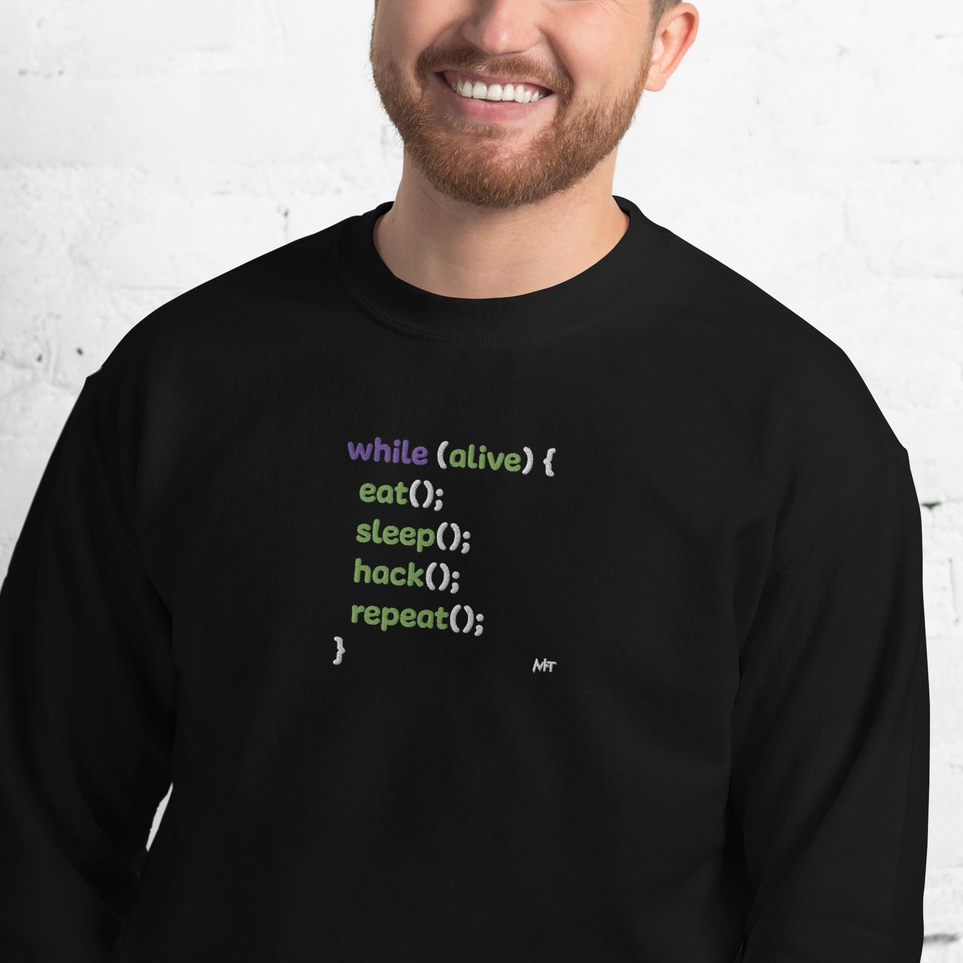 Eat sleep hack repeat - Unisex Sweatshirt (embroidered) by DarkByteGear