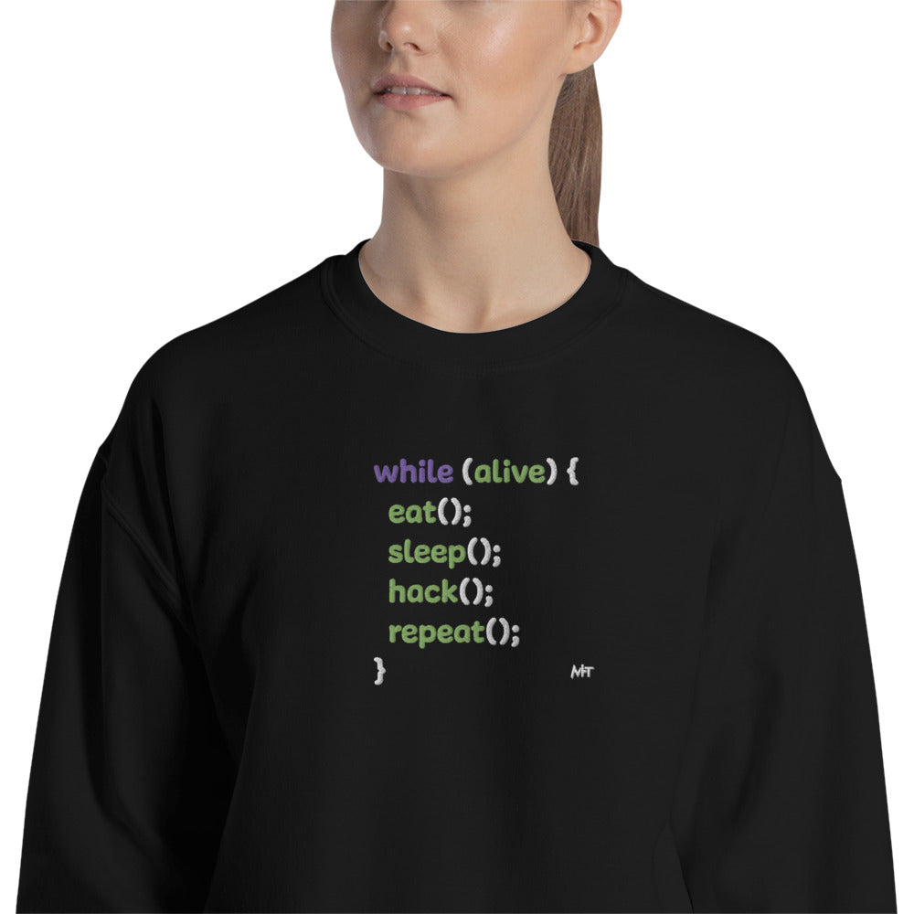 Eat sleep hack repeat - Unisex Sweatshirt (embroidered) by DarkByteGear