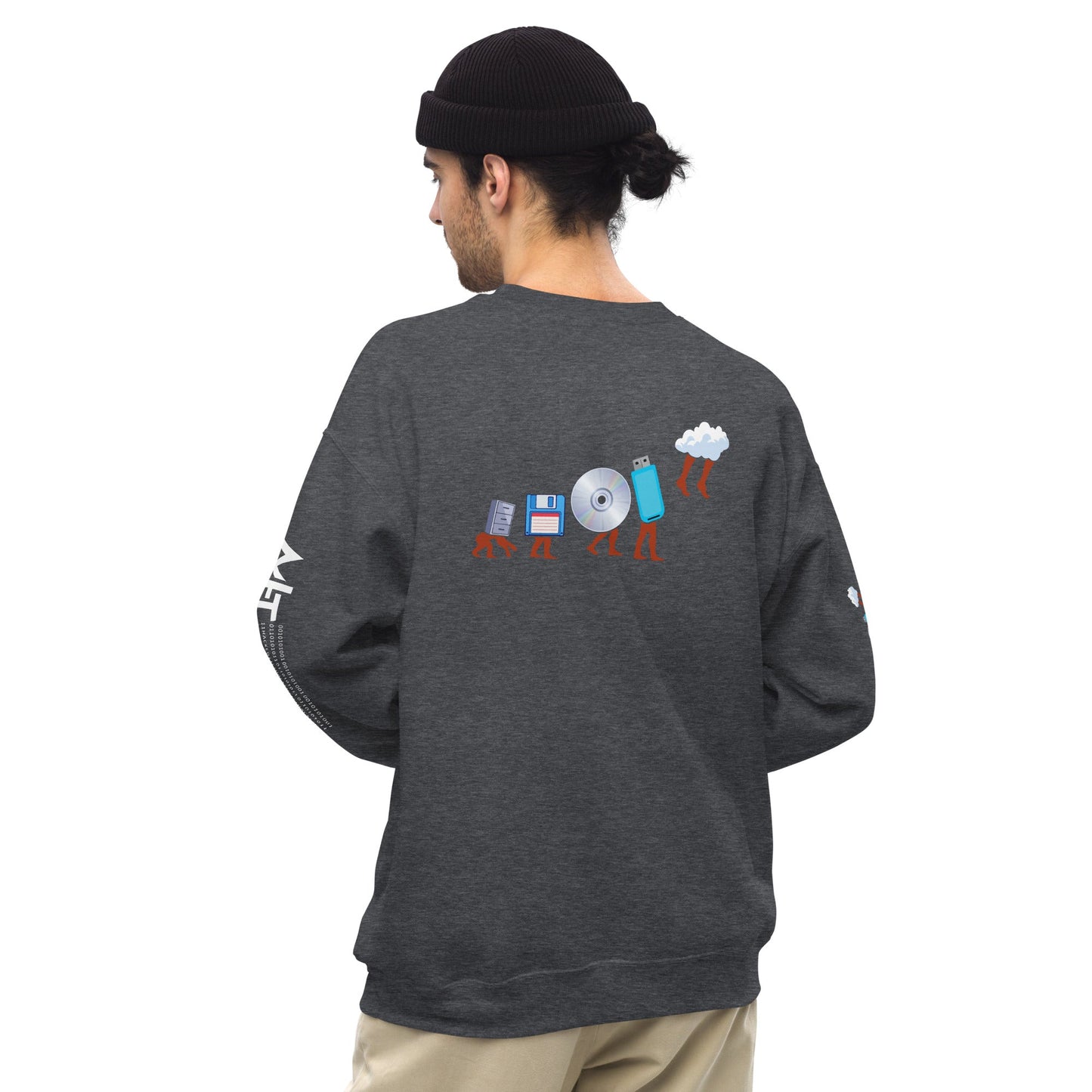 Evolution of data storage - Unisex Sweatshirt (back print) by DarkByteGear