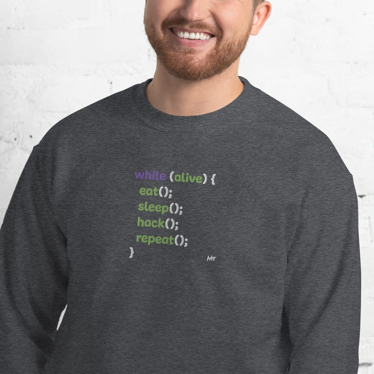 Eat sleep hack repeat - Unisex Sweatshirt (embroidered) by DarkByteGear