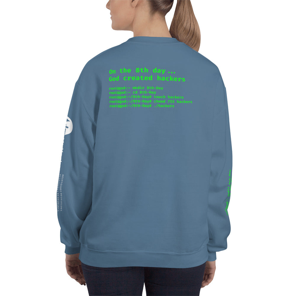 On the 8th day God created hackers - Unisex Sweatshirt (all side print) by DarkByteGear
