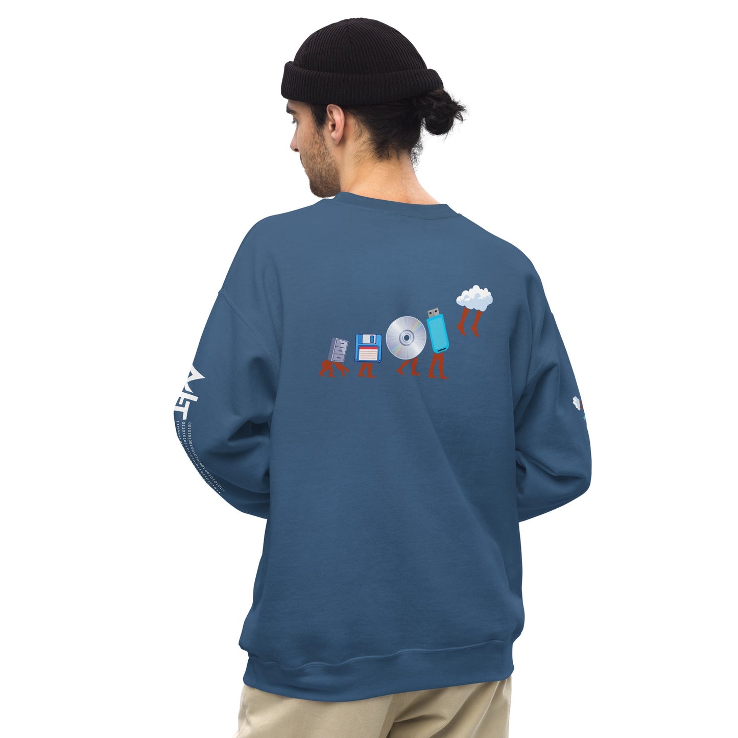 Evolution of data storage - Unisex Sweatshirt (back print) by DarkByteGear