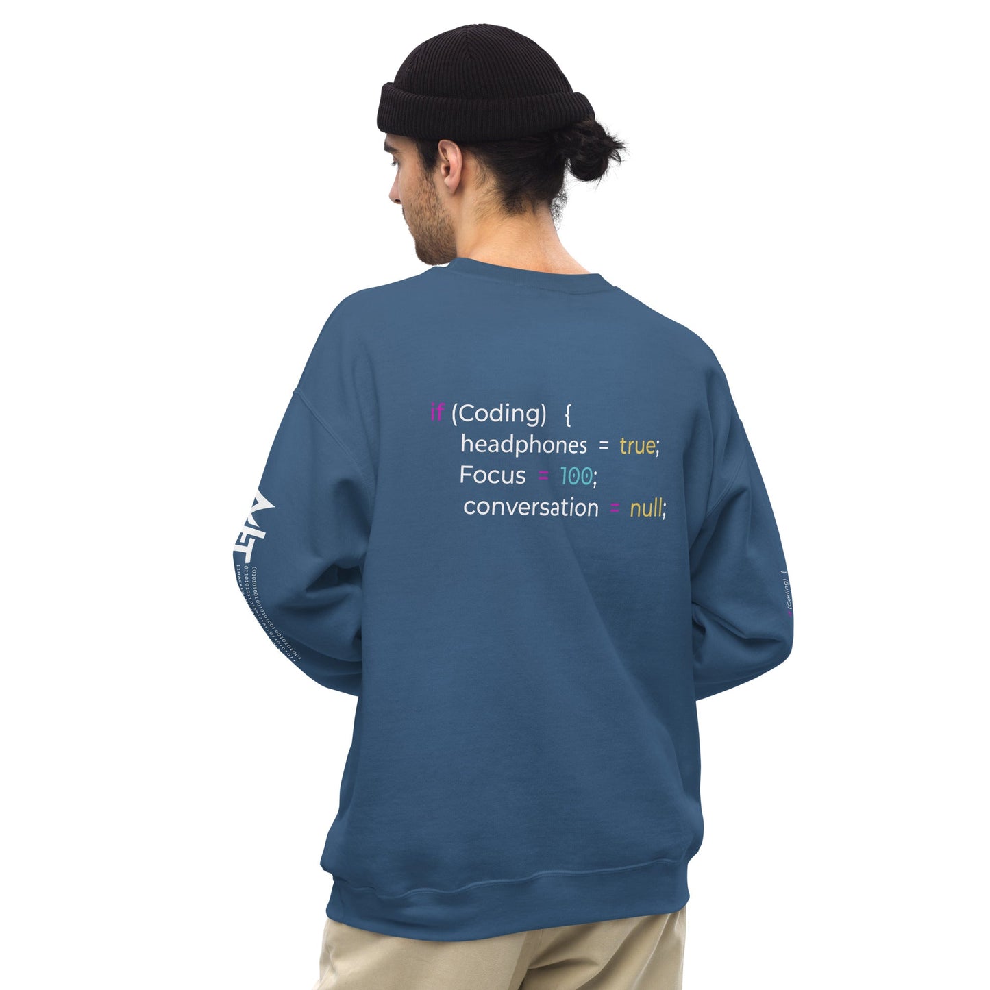 If coding headphones true focus 100 conversation null - Unisex Sweatshirt (back print) by DarkByteGear