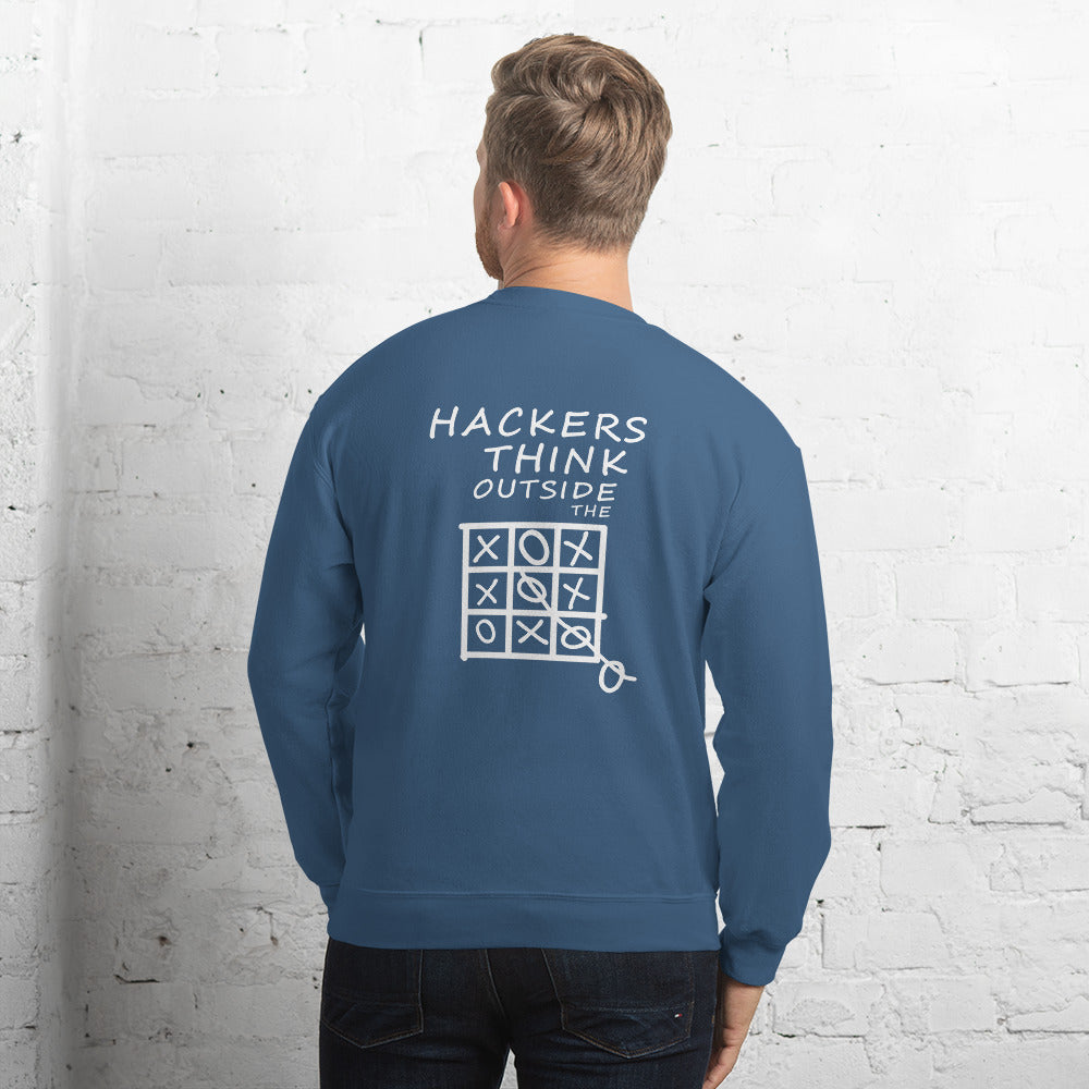 Hackers think outside the box - Unisex Sweatshirt (white text) by DarkByteGear