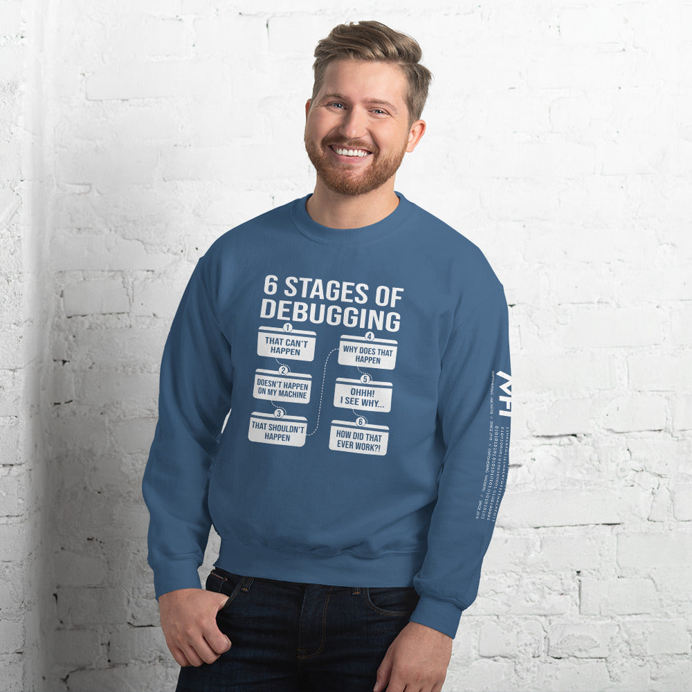 6 Stages of Debugging - Unisex Sweatshirt by DarkByteGear
